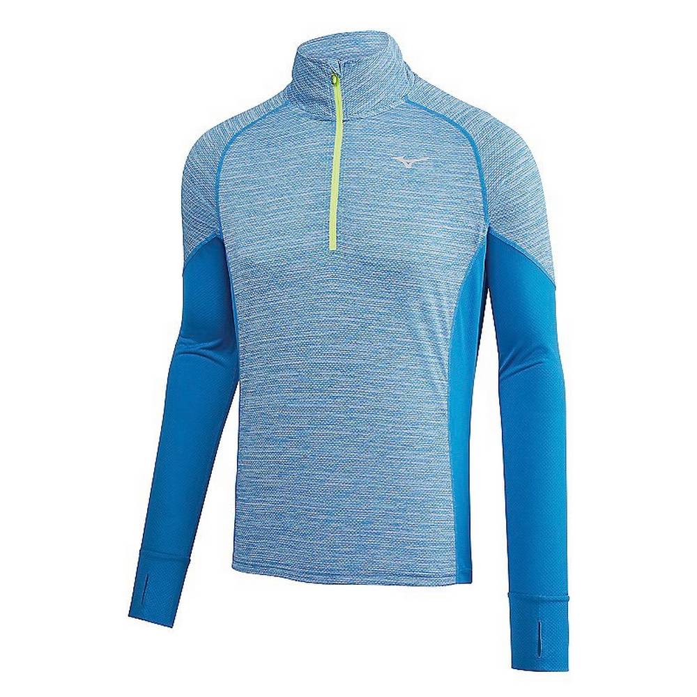 Mizuno Alpha Long Sleeve Half Zip - Erkek Gömlek - Mavi Türkiye (JZSVMK-971)